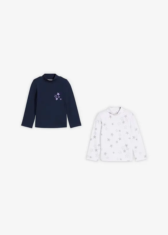 Lot de 2 T-shirts manches longues en coton extensible, bonprix