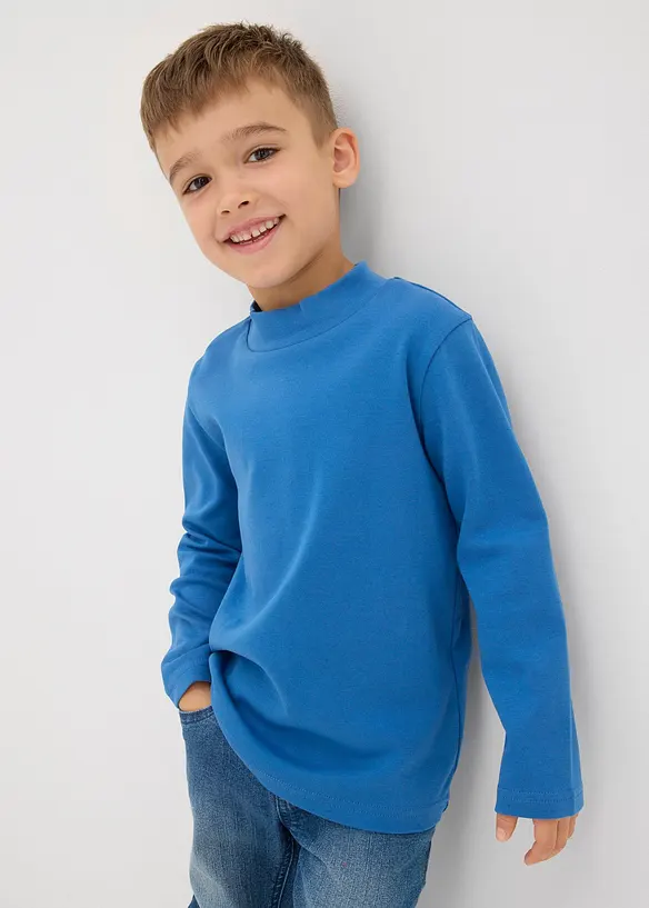 Lot de 2 T-shirts manches longues col montant, 100% coton, bonprix