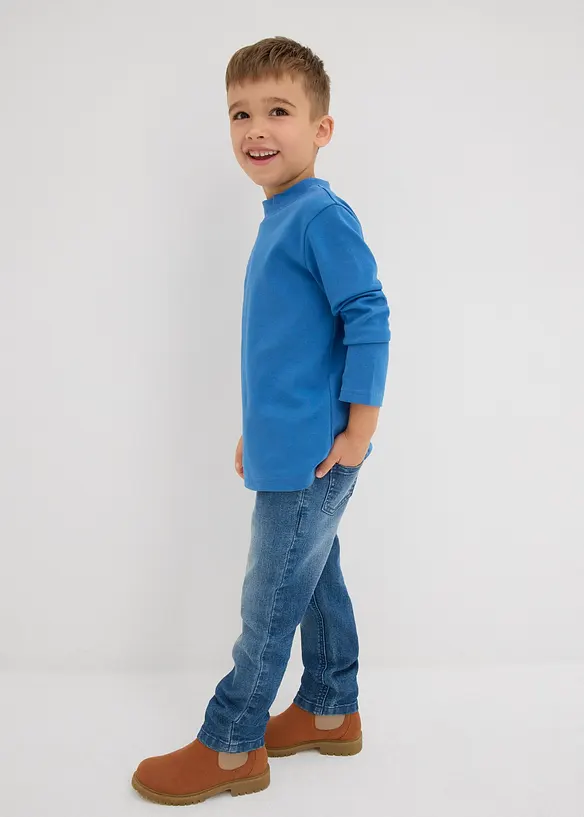 Lot de 2 T-shirts manches longues col montant, 100% coton, bonprix