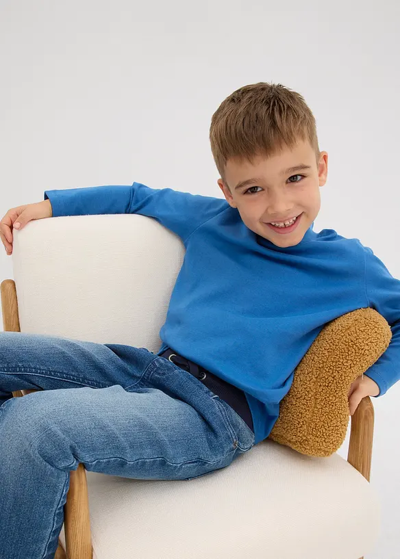 Lot de 2 T-shirts manches longues col montant, 100% coton, bonprix