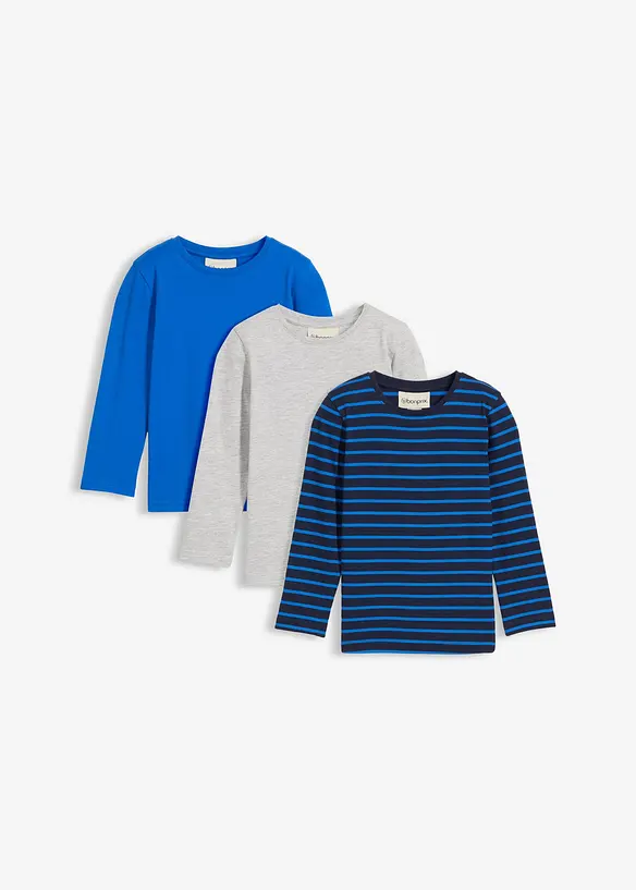 Lot de 3 T-shirts manches longues coton, bonprix