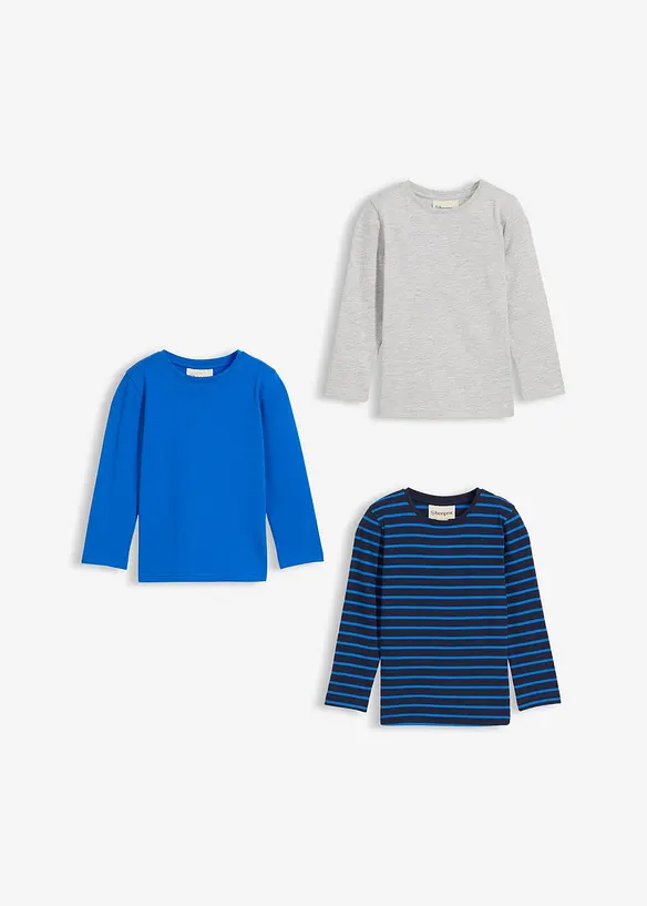 Lot de 3 T-shirts manches longues coton, bonprix