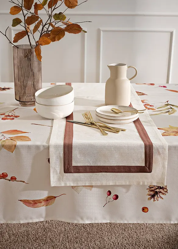 Chemin de table en coton avec bordure colorée, bonprix