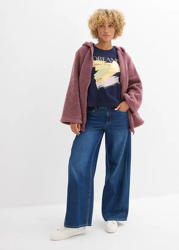 Veste en sherpa coupe trapèze avec fentes latérales, bonprix