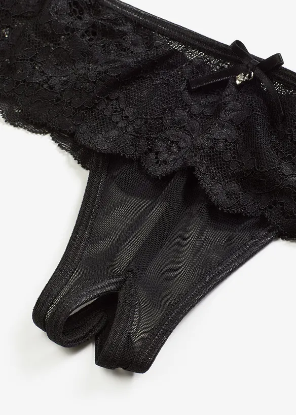 Top porte-jarretelles + string ouvert (ens. 2 pces), bonprix