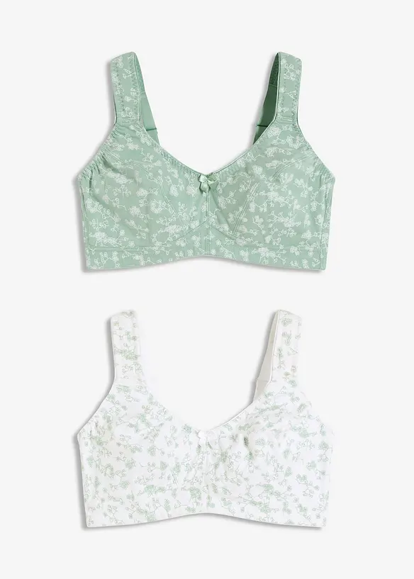 Lot de 2 soutiens-gorge coton sans armatures, bonprix