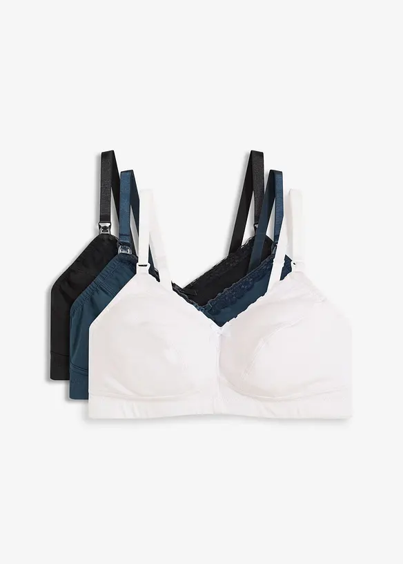 Lot de 3 soutiens-gorge d'allaitement coton sans armatures, bonprix