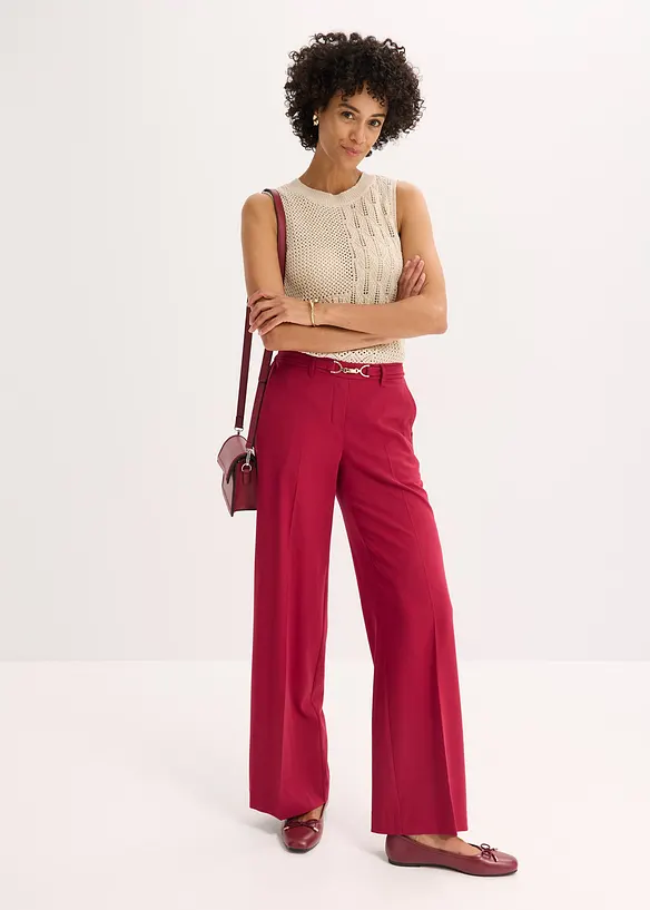 Pantalon large avec ceinture décorative, bonprix