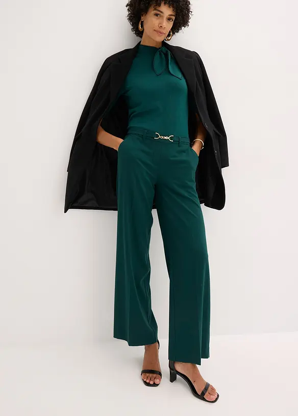 Pantalon large avec ceinture décorative, bonprix