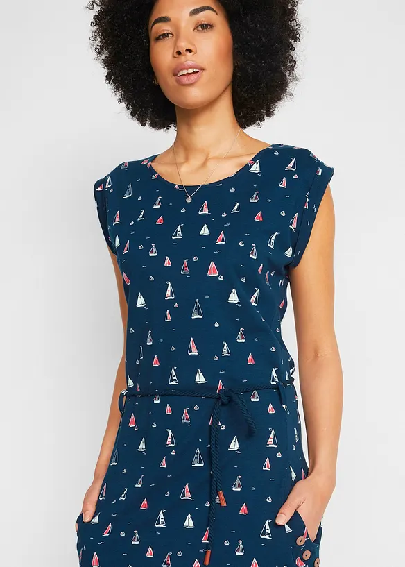 Robe en jersey imprimé à manches papillon, bonprix