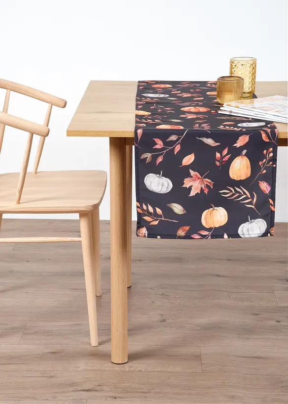 Chemin de table imperméable avec motif citrouille, bonprix