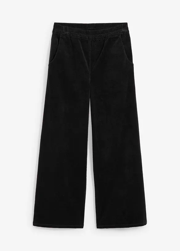 Pantalon en velours côtelé, taille haute élastiquée, bonprix