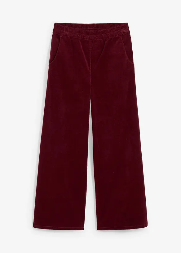 Pantalon en velours côtelé, taille haute élastiquée, bonprix