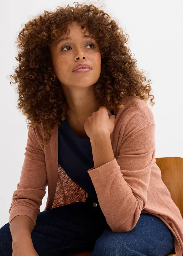 Gilet long en maille, ouvert, bonprix