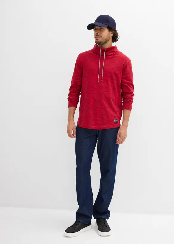 T-shirt manches longues à col châle, bonprix