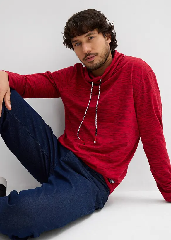 T-shirt manches longues à col châle, bonprix