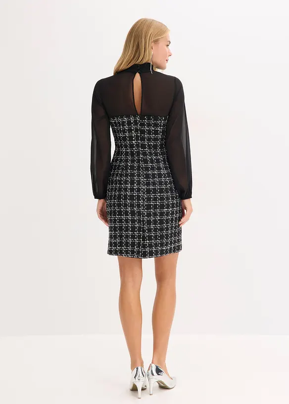 Robe courte en maille bouclette avec manches en mousseline, bonprix