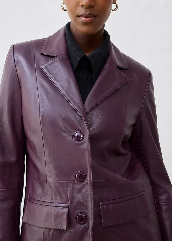 Manteau court en cuir d’agneau nappa, bonprix