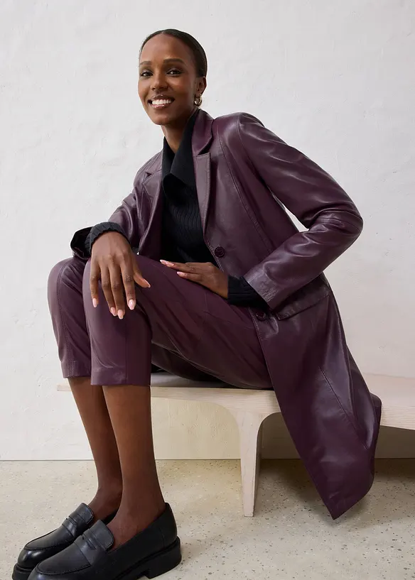 Manteau court en cuir d’agneau nappa, bonprix