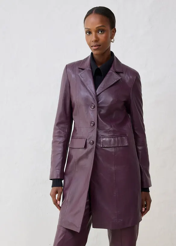 Manteau court en cuir d’agneau nappa, bonprix