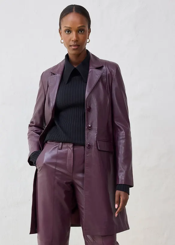 Manteau court en cuir d’agneau nappa, bonprix