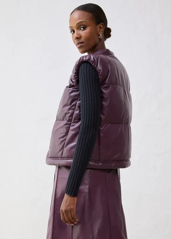 Doudoune sans manches en cuir d’agneau nappa, bonprix