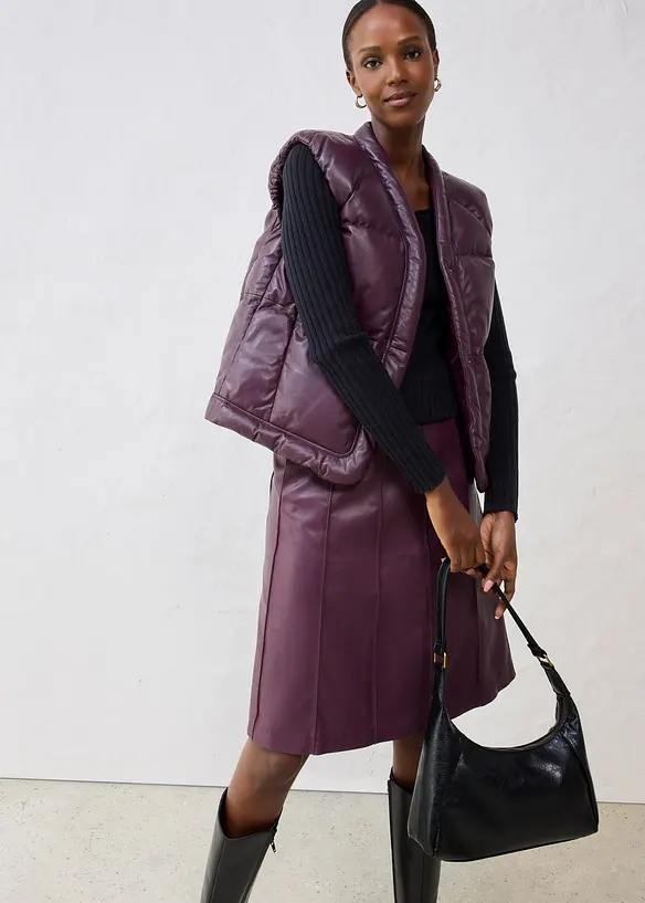 Doudoune sans manches en cuir d’agneau nappa, bonprix