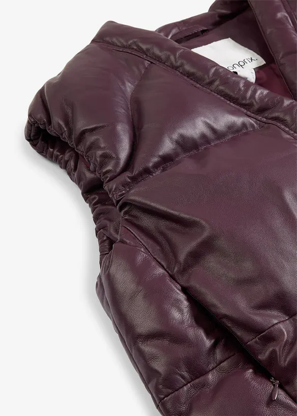 Doudoune sans manches en cuir d’agneau nappa, bonprix