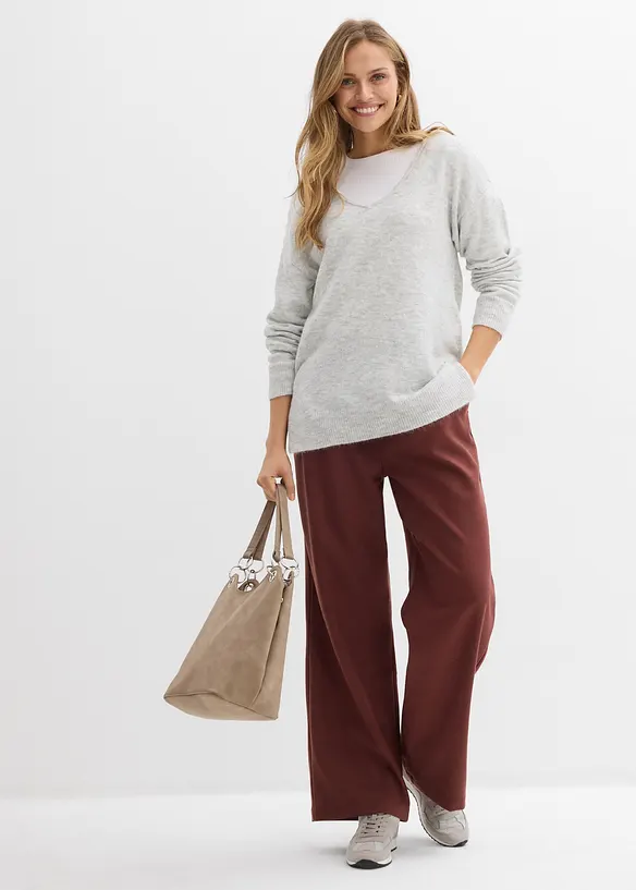 Pull long et oversize à fentes sur les côtés, bonprix