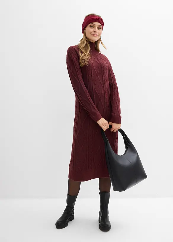 Robe en maille à motif torsadé, bonprix