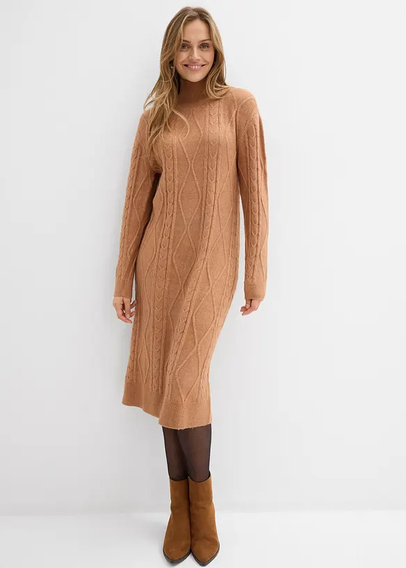 Robe en maille à motif torsadé, bonprix