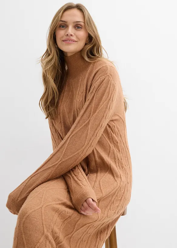 Robe en maille à motif torsadé, bonprix