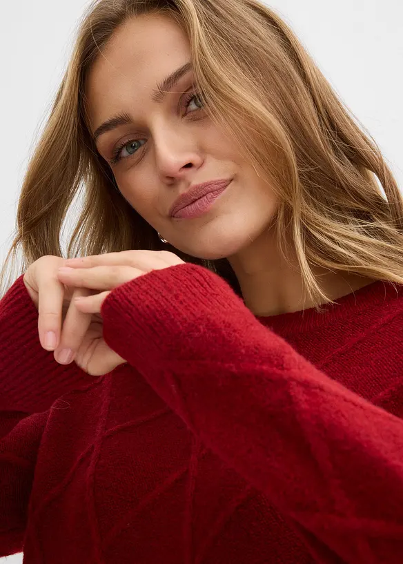 Pull oversize en maille torsadée, bonprix