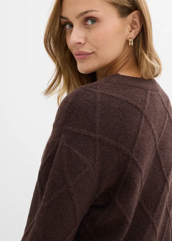 Pull oversize en maille torsadée, bonprix