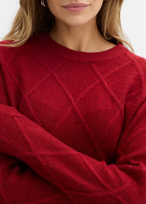 Pull oversize en maille torsadée, bonprix