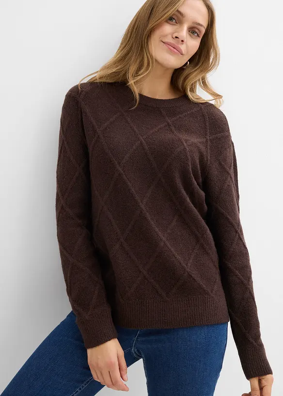 Pull oversize en maille torsadée, bonprix