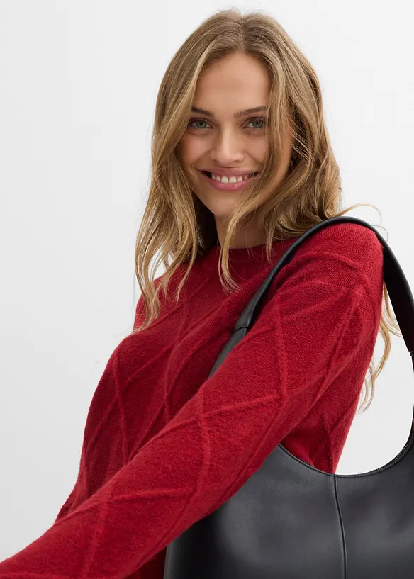 Pull oversize en maille torsadée, bonprix