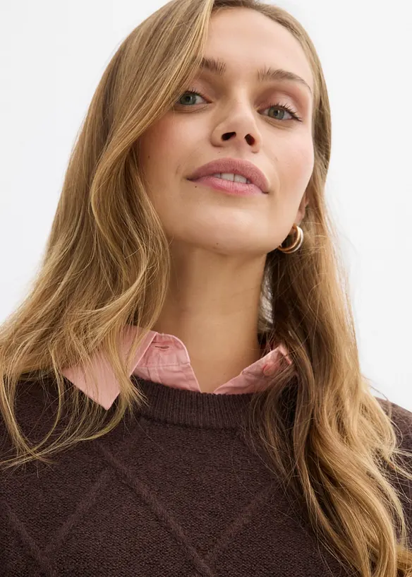 Pull oversize en maille torsadée, bonprix