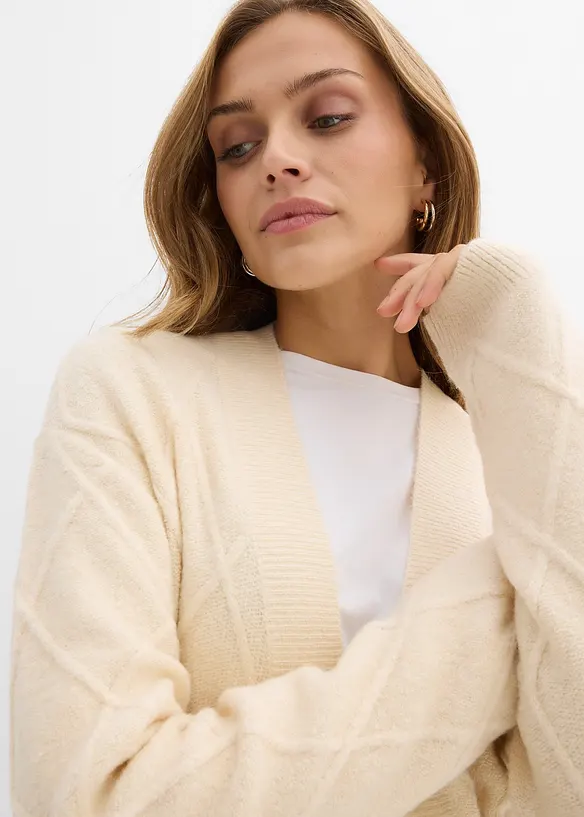 Long gilet en maille torsadée, bonprix