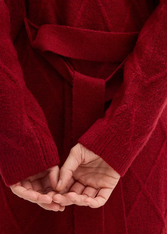 Long gilet en maille torsadée, bonprix