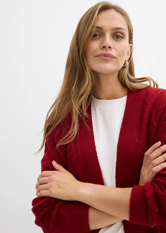 Long gilet en maille torsadée, bonprix