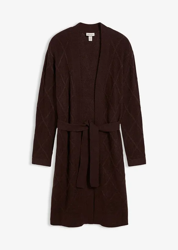 Long gilet en maille torsadée, bonprix