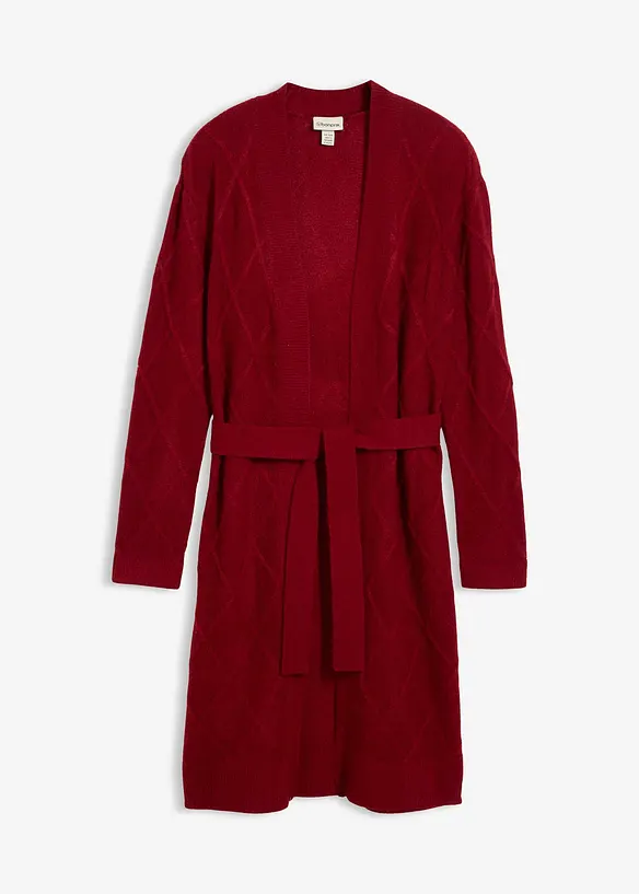 Long gilet en maille torsadée, bonprix