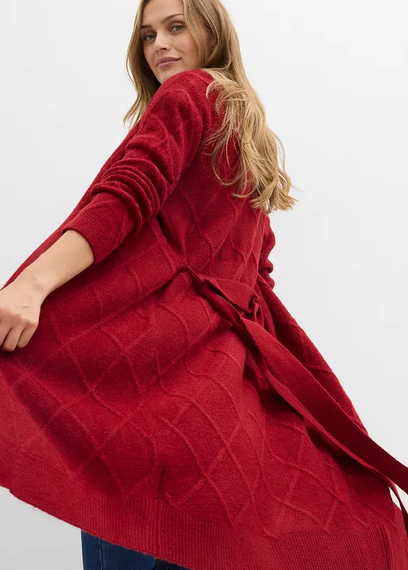 Long gilet en maille torsadée, bonprix