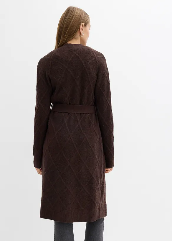 Long gilet en maille torsadée, bonprix