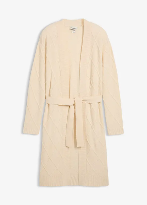 Long gilet en maille torsadée, bonprix