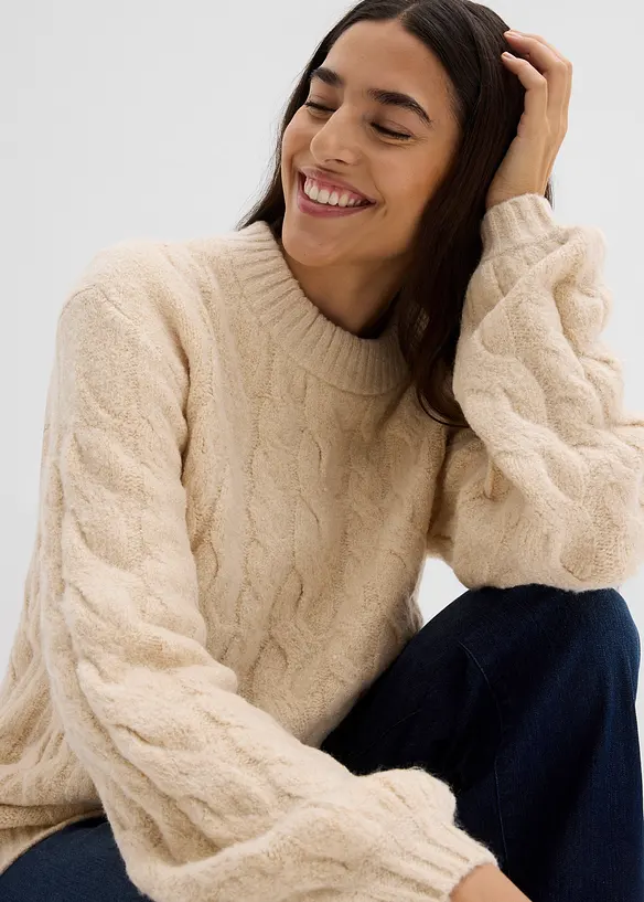 Pull oversize à motif torsadé, bonprix