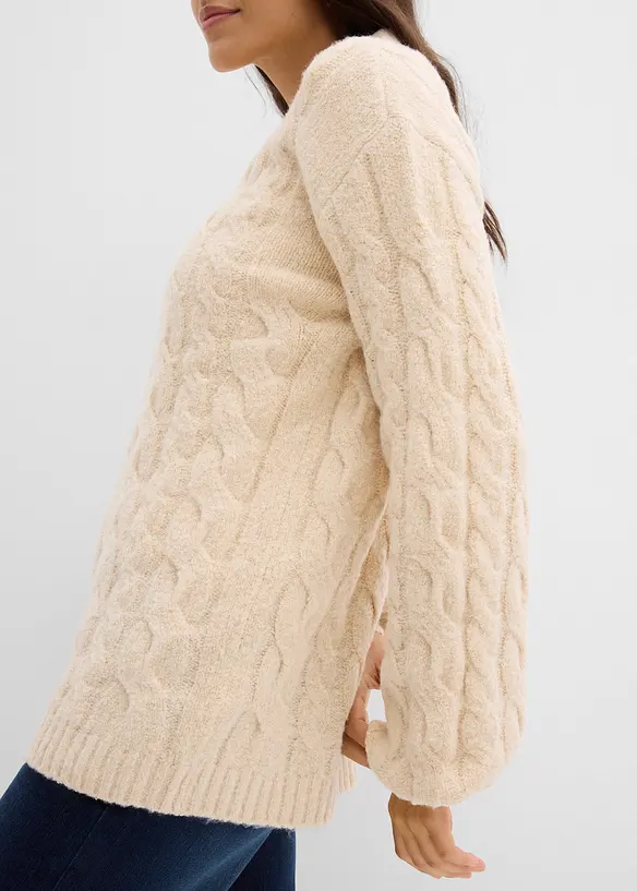 Pull oversize à motif torsadé, bonprix