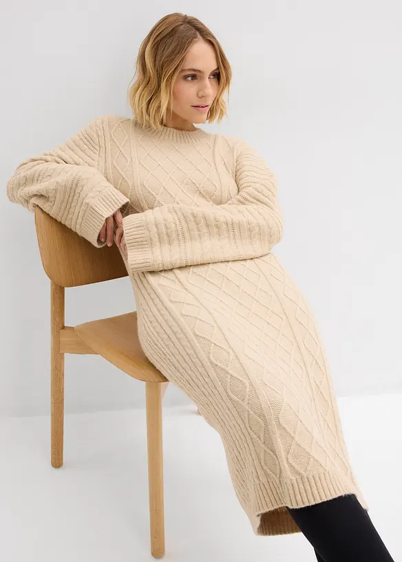 Robe midi en maille, bonprix