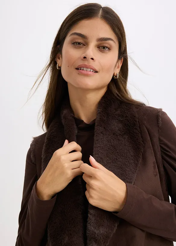 Gilet sans manches en tissu peluche, bonprix